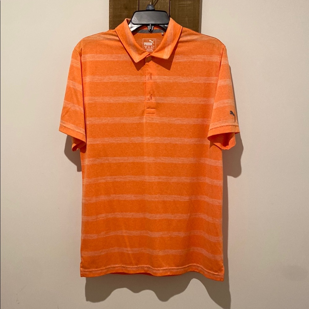 Puma Orange Polo Shirt Short Sleeve Classic